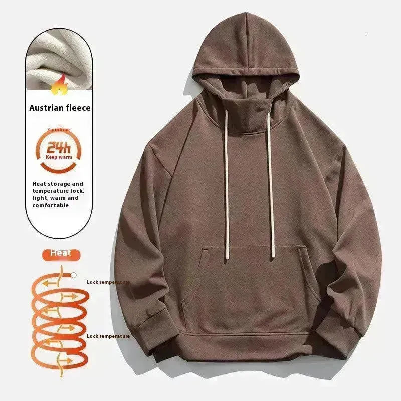 American Fleece Lined Drawstring Hoodie Sweatshirt Pullover for Men