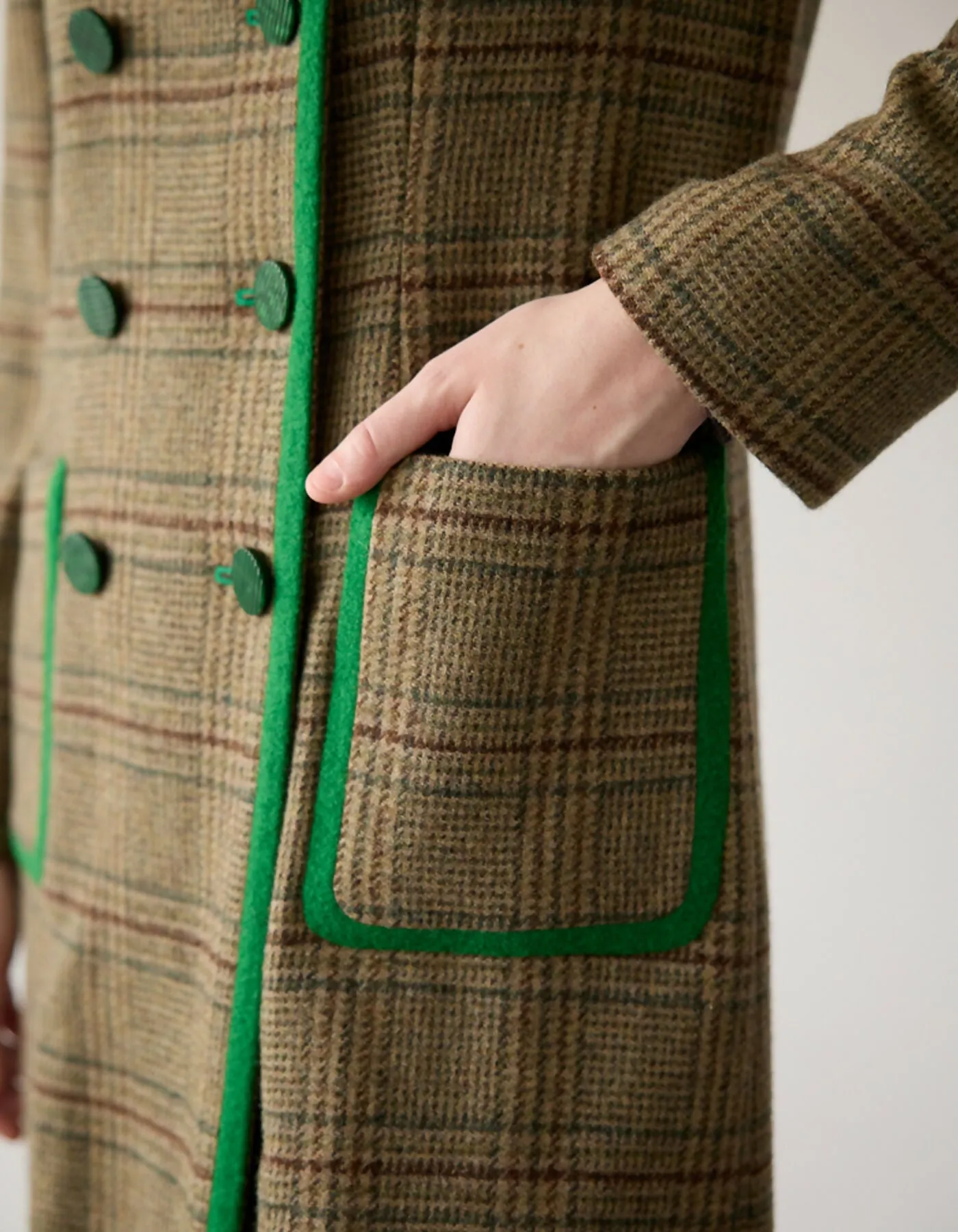 Classical Check Long Coat_VIVID GREEN