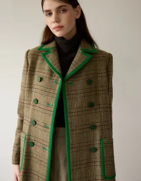 Classical Check Long Coat_VIVID GREEN