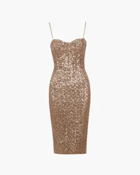 Célestine – Gold stretch sequins – Bodycon dress