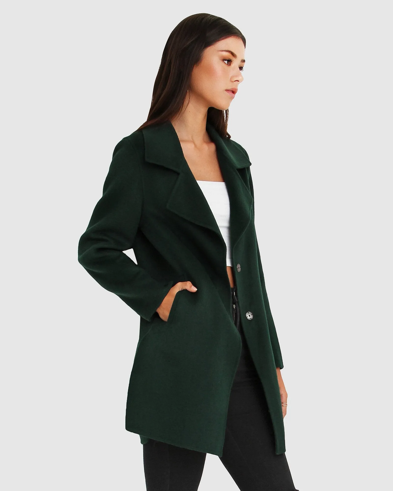 Ex-Boyfriend  Wool Blend Oversized Jacket - Dark Green