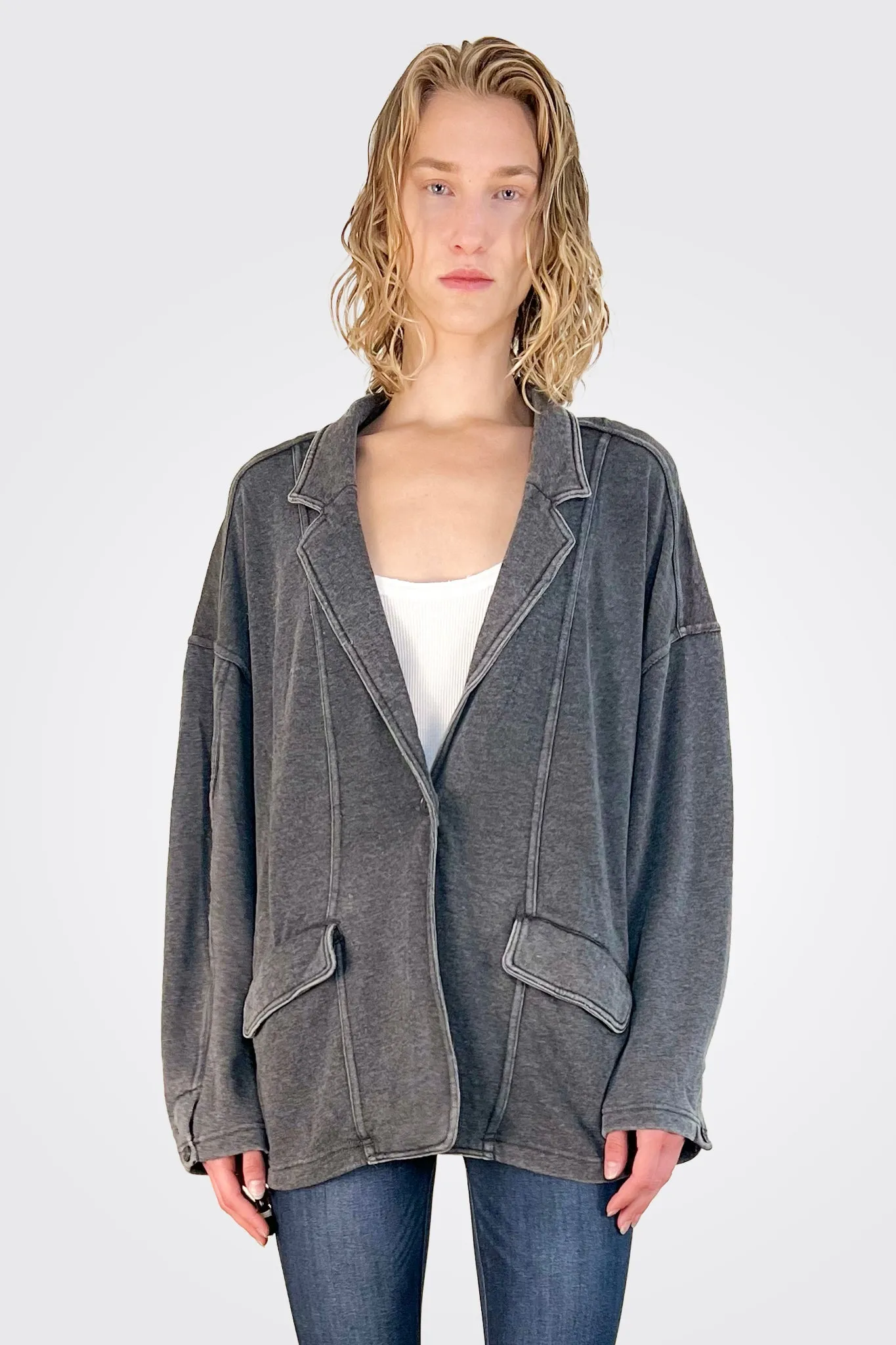 Fleece Blazer - Charcoal