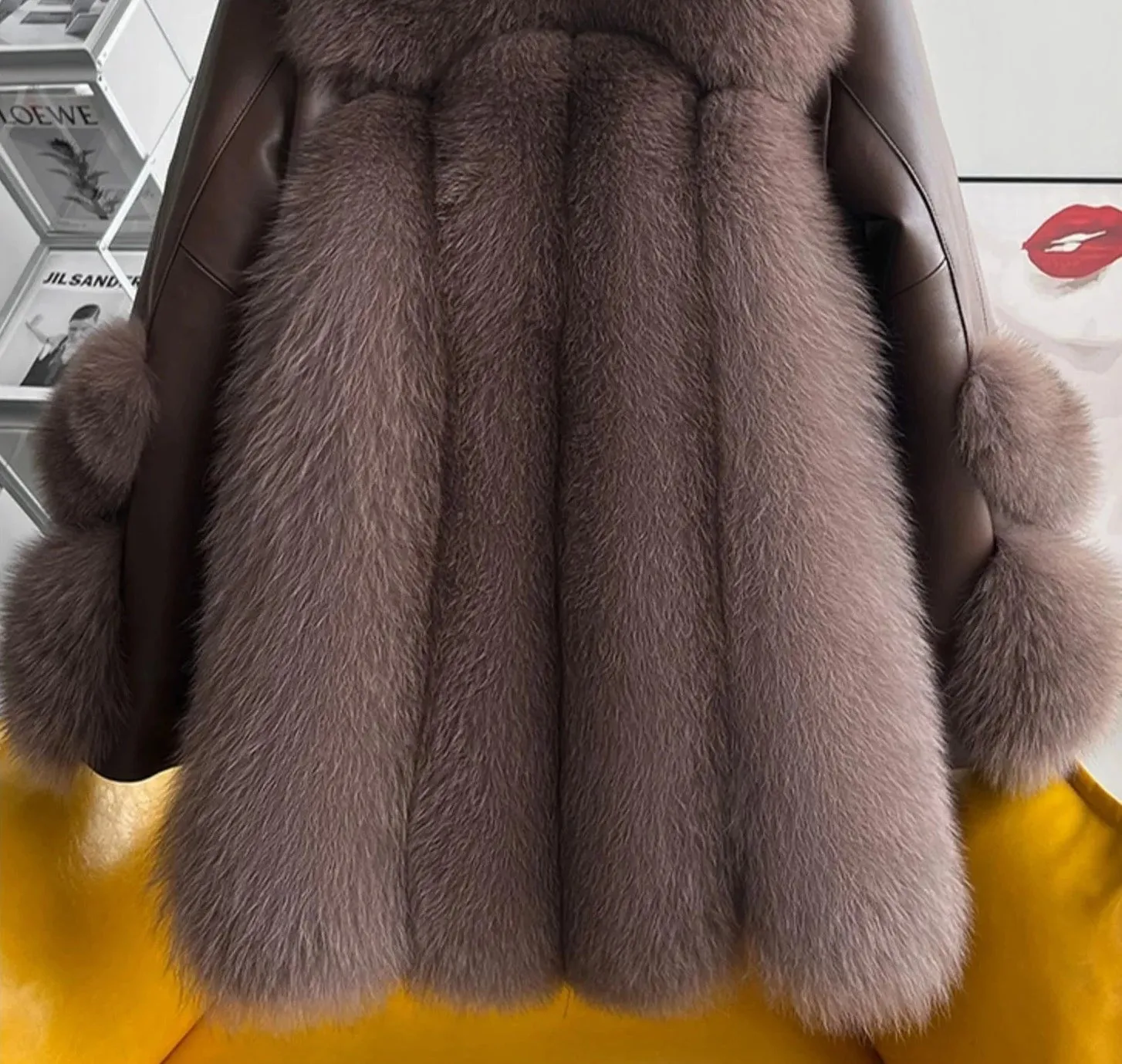 Fox Fur Mid-Length down Jacket