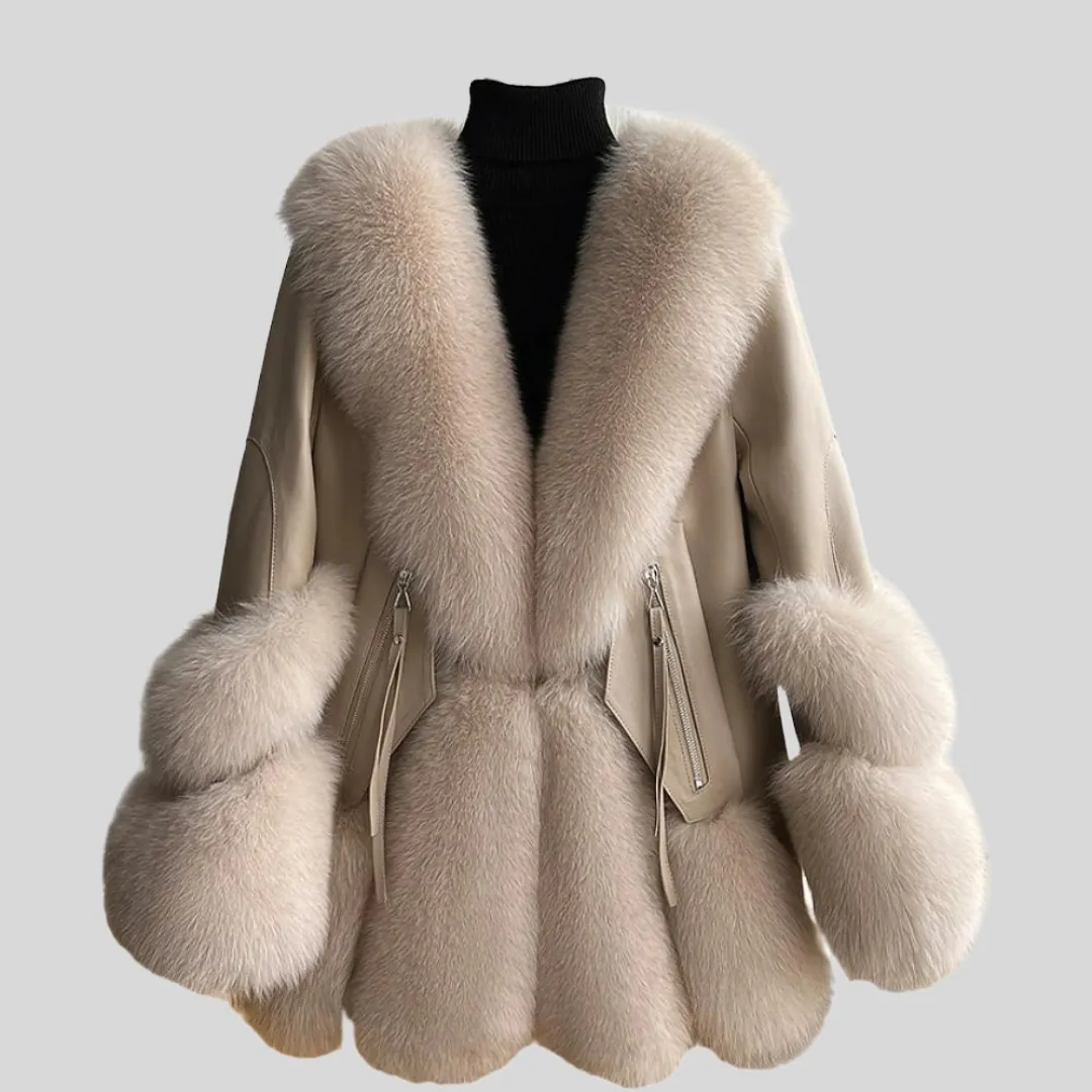 Fox Fur Mid-Length down Jacket