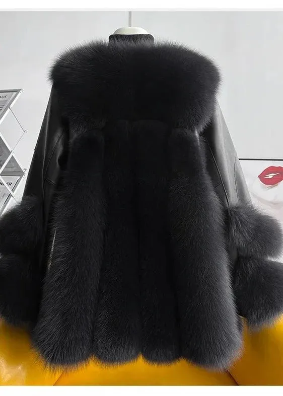 Fox Fur Mid-Length down Jacket