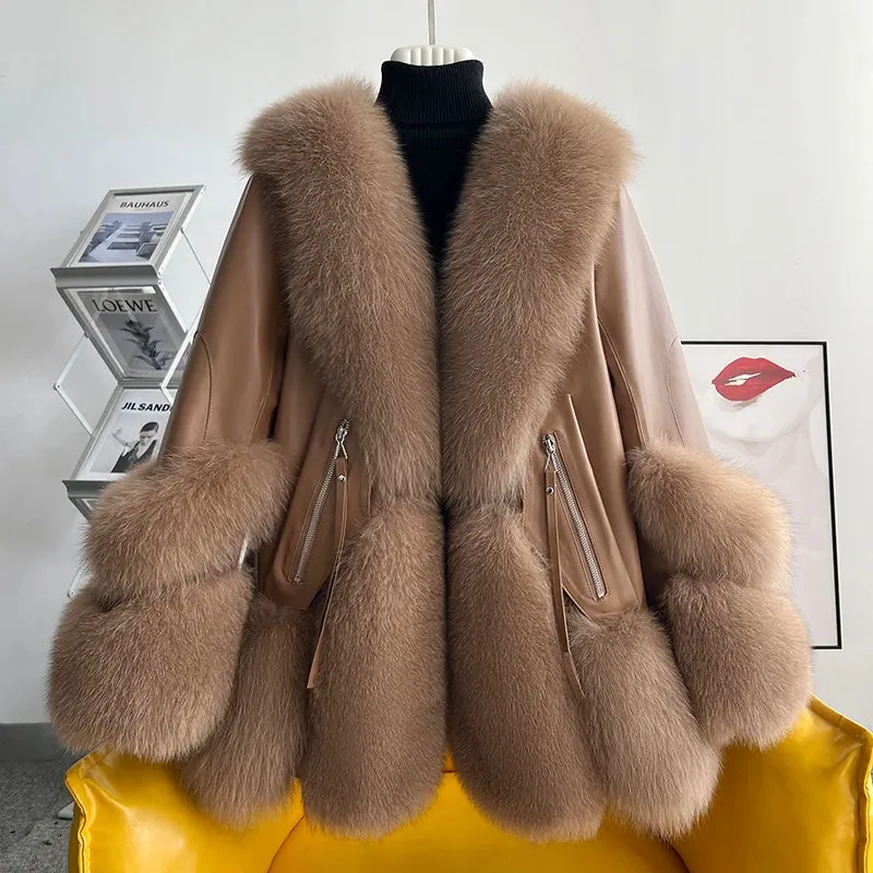 Fox Fur Mid-Length down Jacket