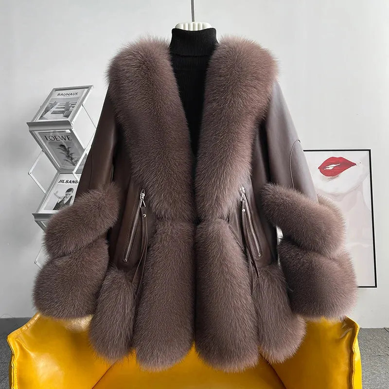 Fox Fur Mid-Length down Jacket