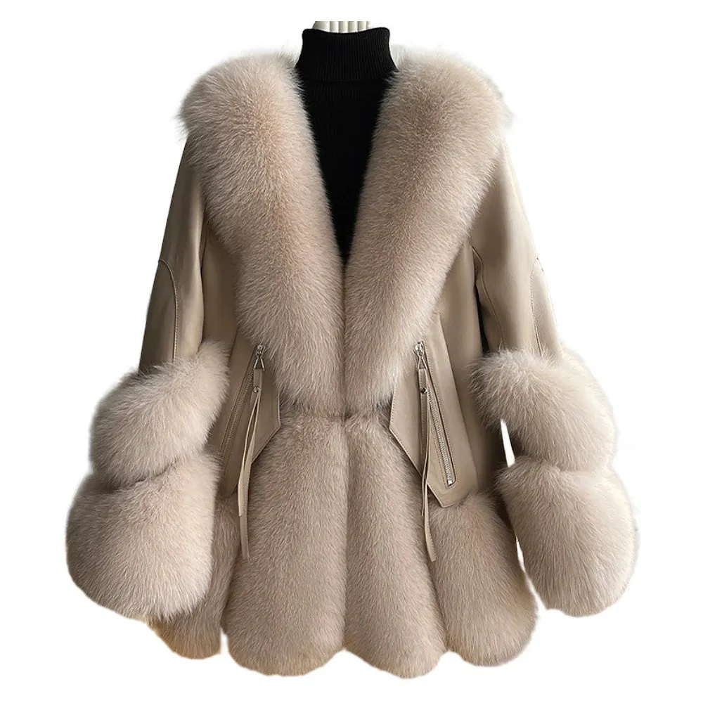 Fox Fur Mid-Length down Jacket