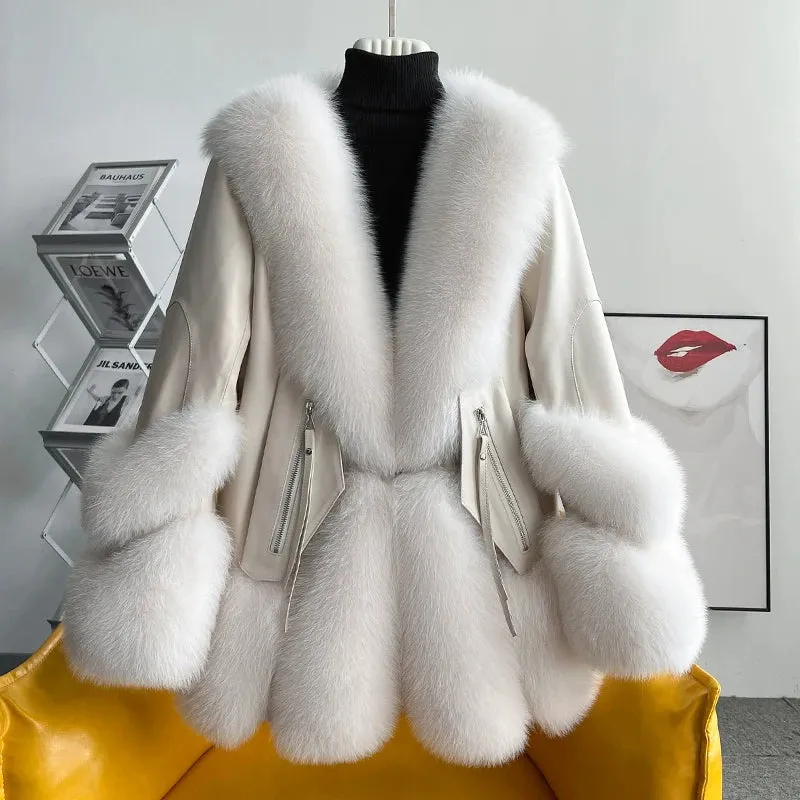 Fox Fur Mid-Length down Jacket