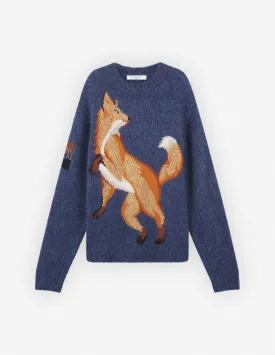 Fox Intarsia Comfort Jumper Denim Blue Melange