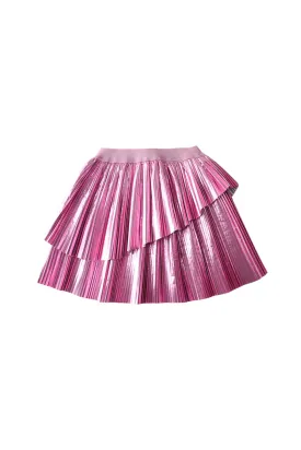 Gingersnaps Asymmetrcal Electric Pleated Lame Skirt