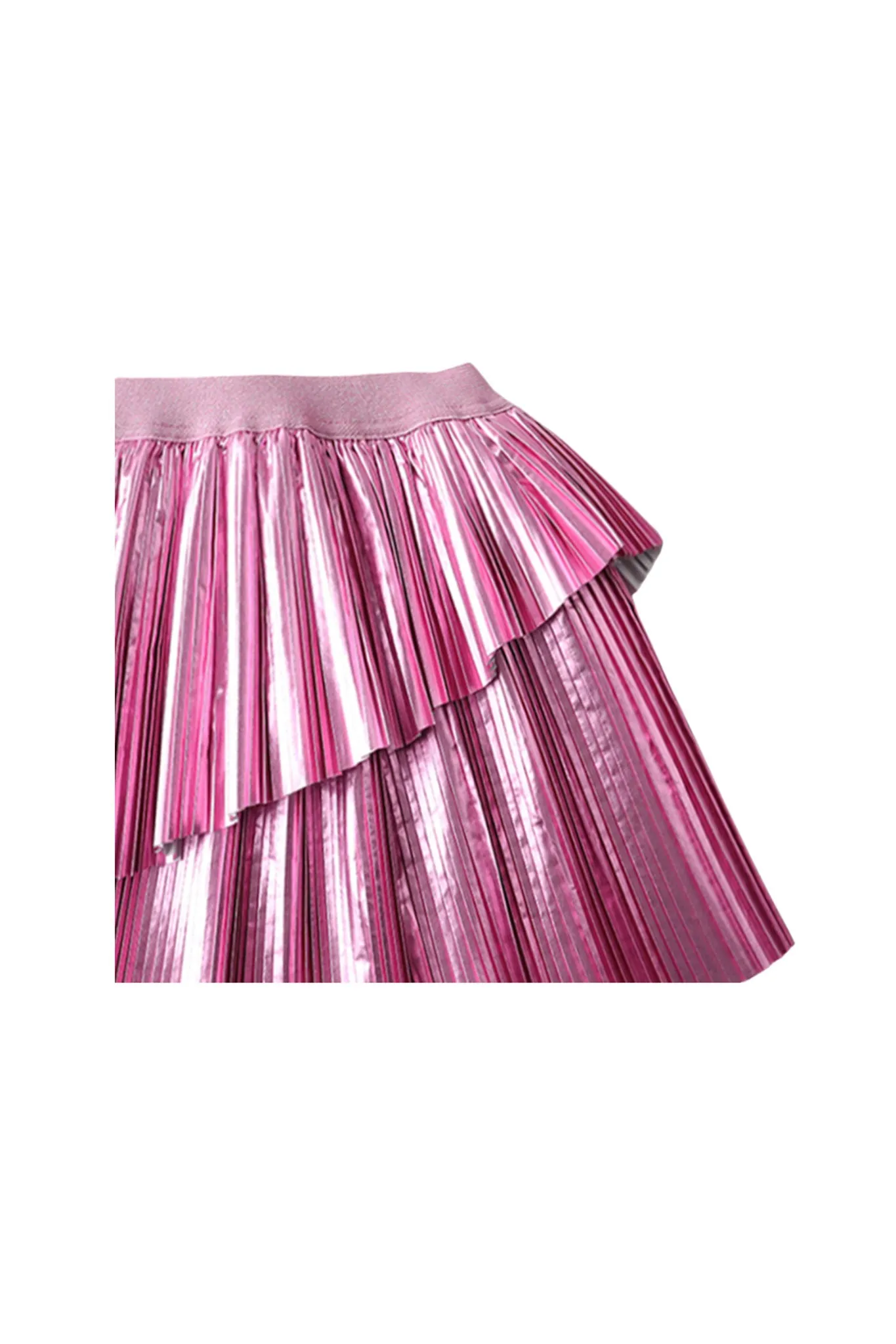 Gingersnaps Asymmetrcal Electric Pleated Lame Skirt