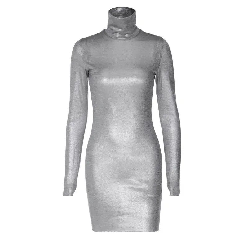 Heather Turtleneck Long Sleeve Sexy Mini Dress