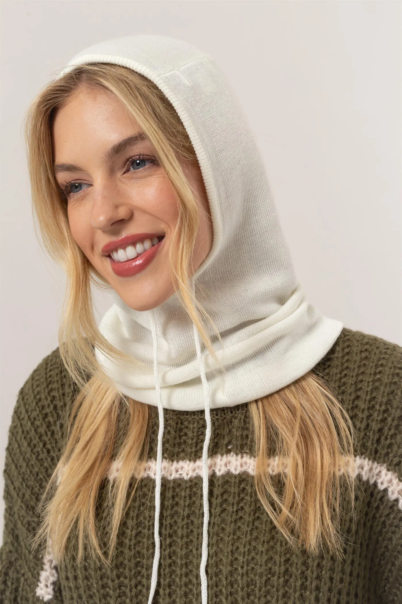 HF24F852-Balaclava Knit Hood Scarf