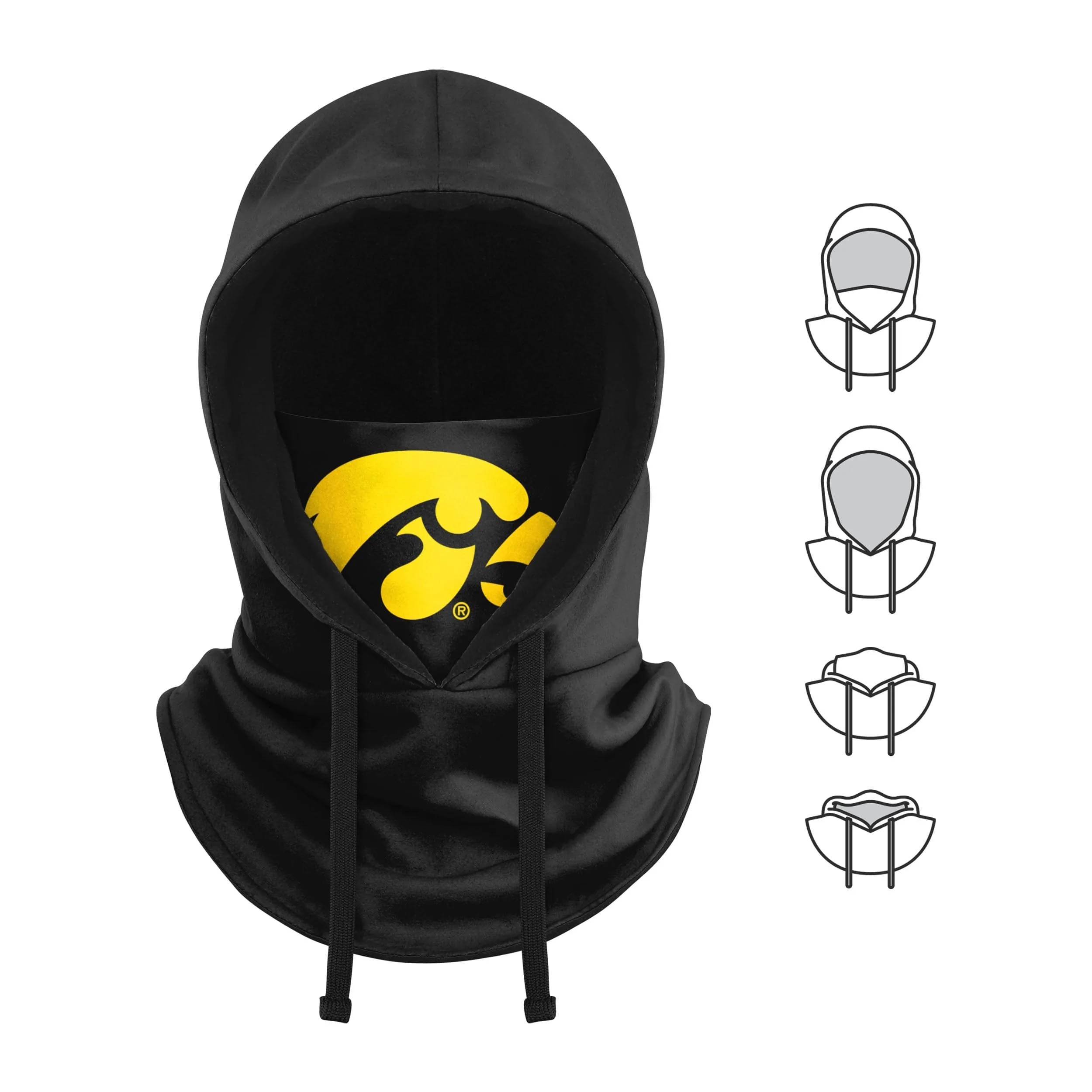 Iowa Hawkeyes NCAA Black Drawstring Hooded Gaiter