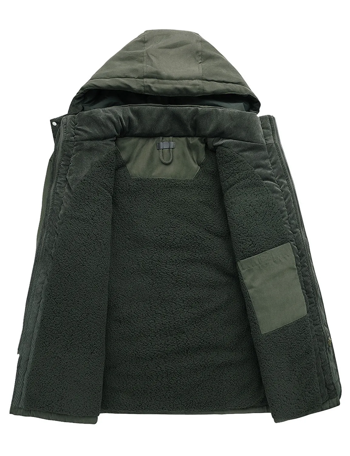 Men's Casual Hooded Sherpa Lined Windproof Coat Warm Winter Jacket