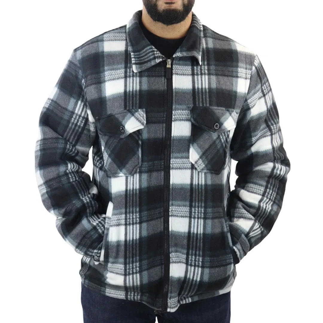 Men's Fleece Lined Lumberjack Zipped Check Winter Shirt