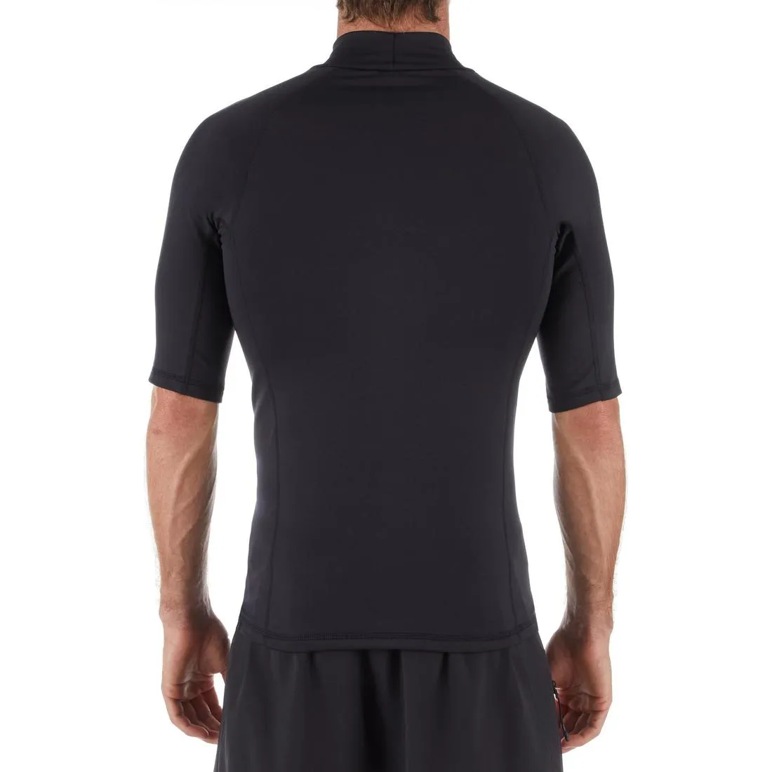 Men’s Surfing T-shirt Thermal Fleece Top Short Sleeve - 900 Black