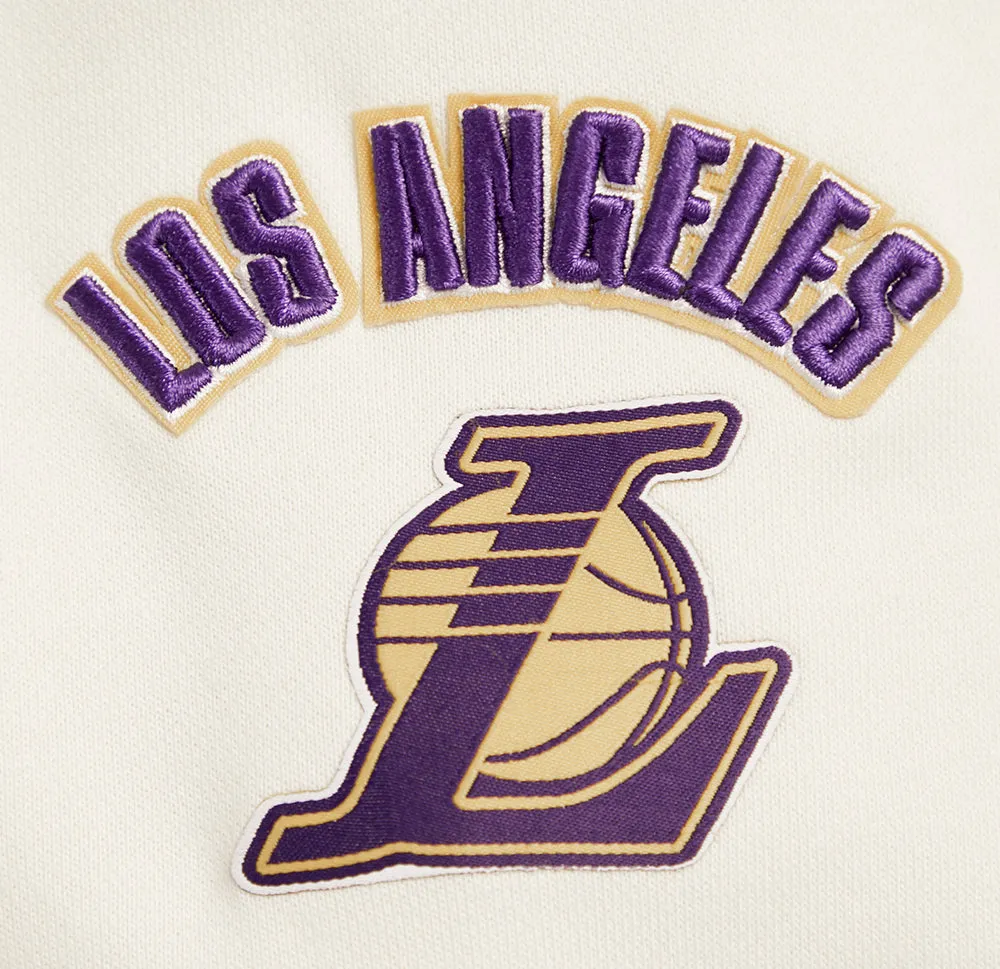 NBA LOS ANGELES LAKERS RETRO CLASSIC WOMEN'S CROPPED PO HOODIE (EGGSHELL/ PURPLE)