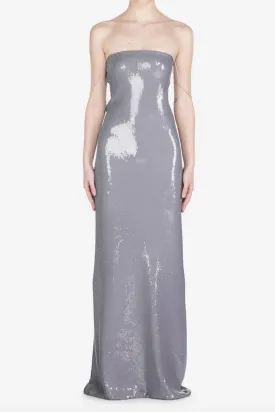 No.21 - Strapless Maxi Dress: Grey Sequin