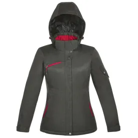 North End Women's Carbon/Claret Red Rivet Textured Twill Insulated Jacket