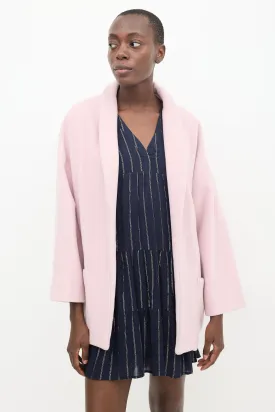 Pink Fleece Shawl Blazer