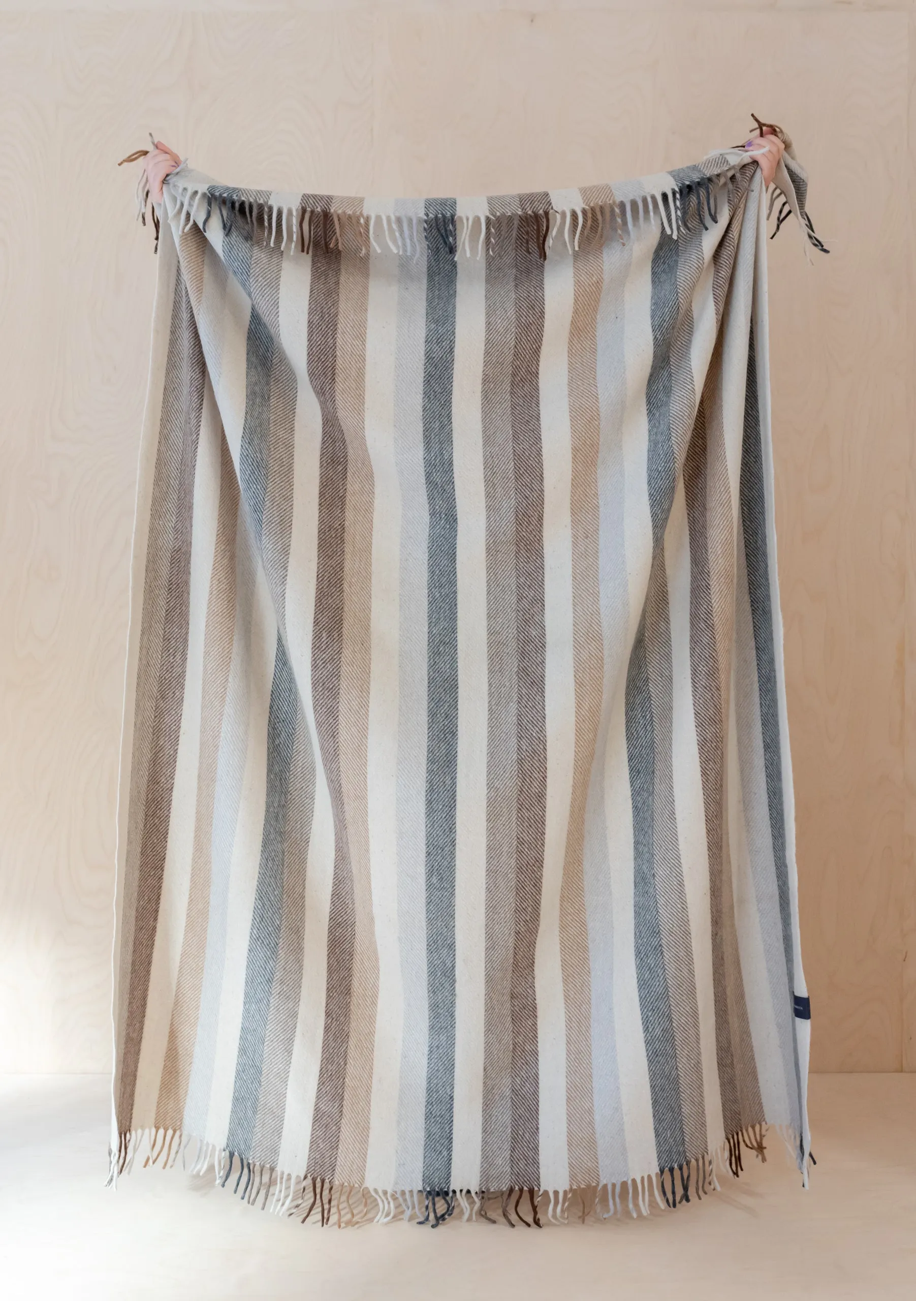 Sample Sale Recycled Wool Blanket in Neutral Stripe