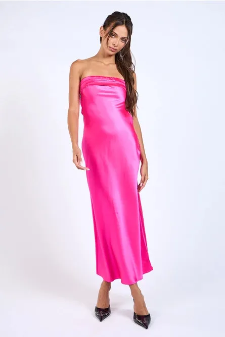 Satin Strapless Midi