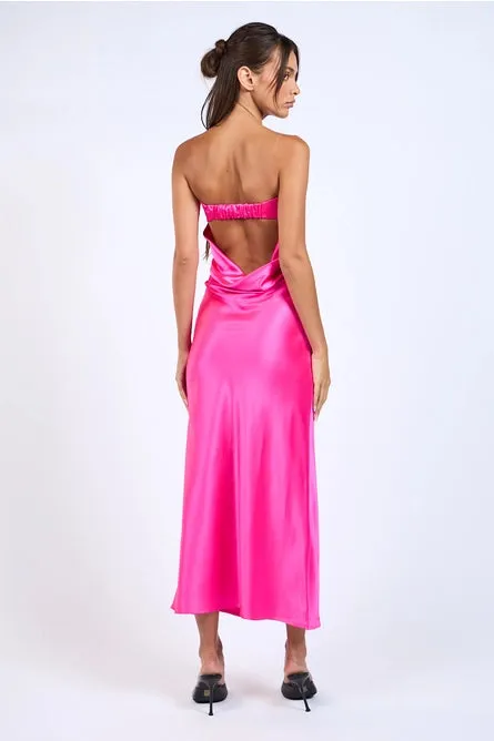 Satin Strapless Midi