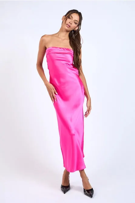 Satin Strapless Midi