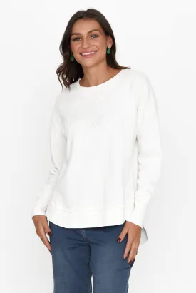 Simplified White Crewneck Jumper