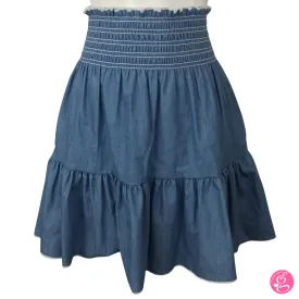 Washed Light Denim Short Layer Skirt