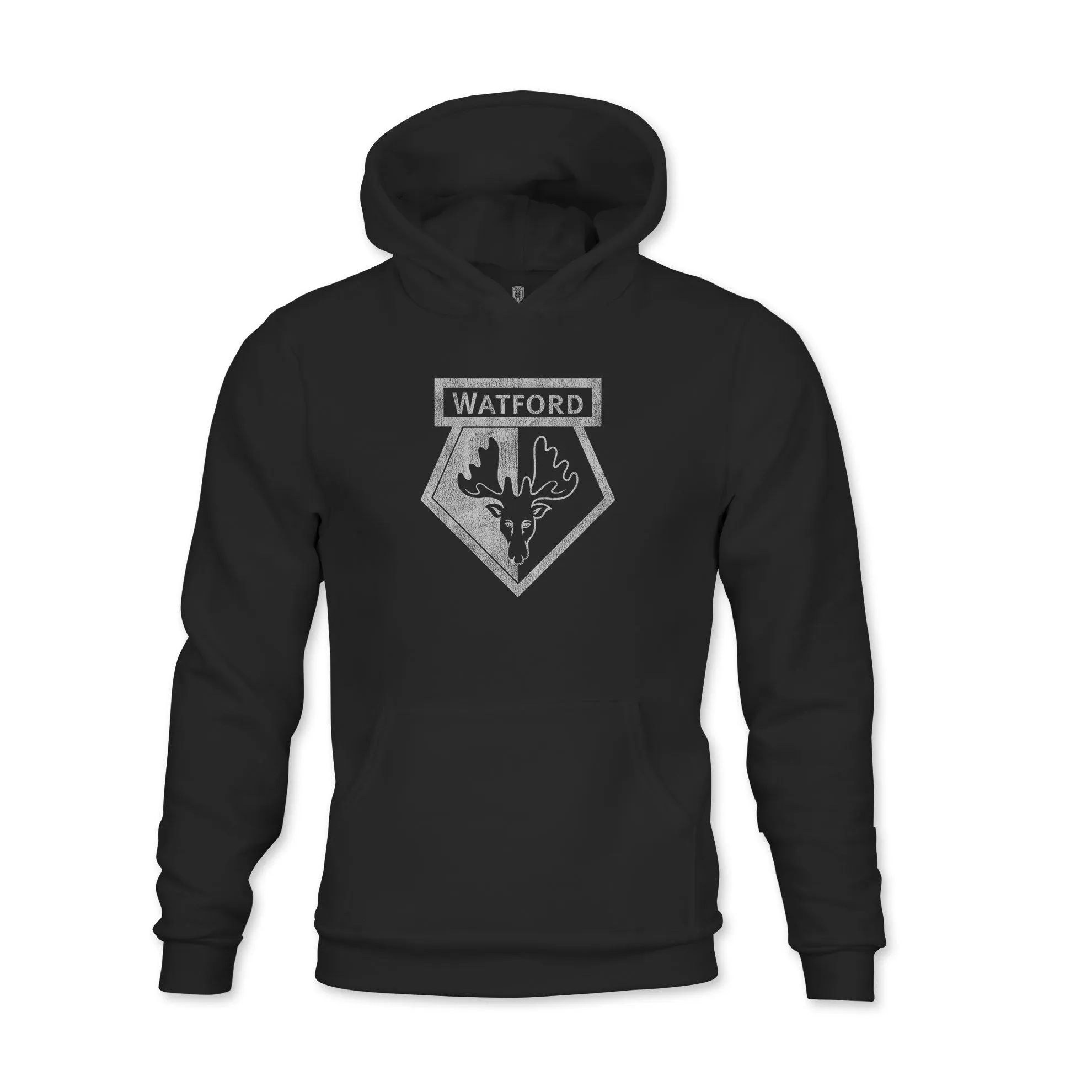 Watford Mono Badge Youth Fleece Pullover Hoodie - Black