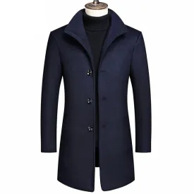 West Louis™ Winter Wool & Blends Stand Collar Long Trench Coat