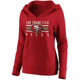 Women's 49ers Stacked Stripes Notch Neck Pullover Hoodie