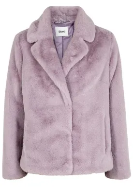 Womens Stand Lavender Fur Jacket